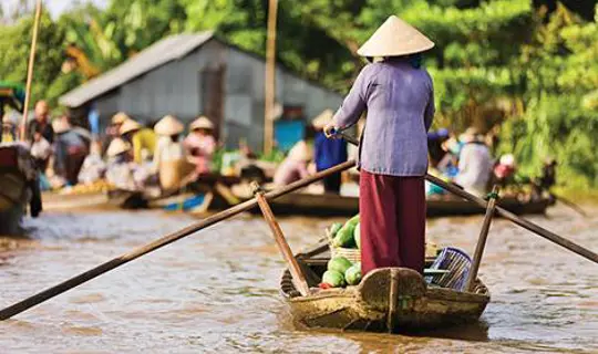 Rowing boat in a Vietnamese river