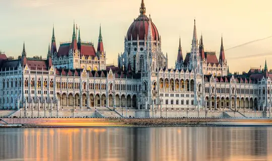 Hungarian Parliament building sat on a large river