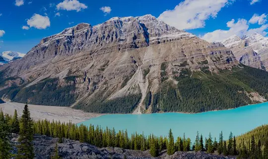 The Canadian Rockies mountain range and lakes