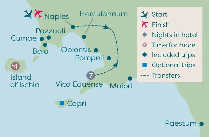 Travelsphere Map for Pompeii, Paestum and Herculaneum