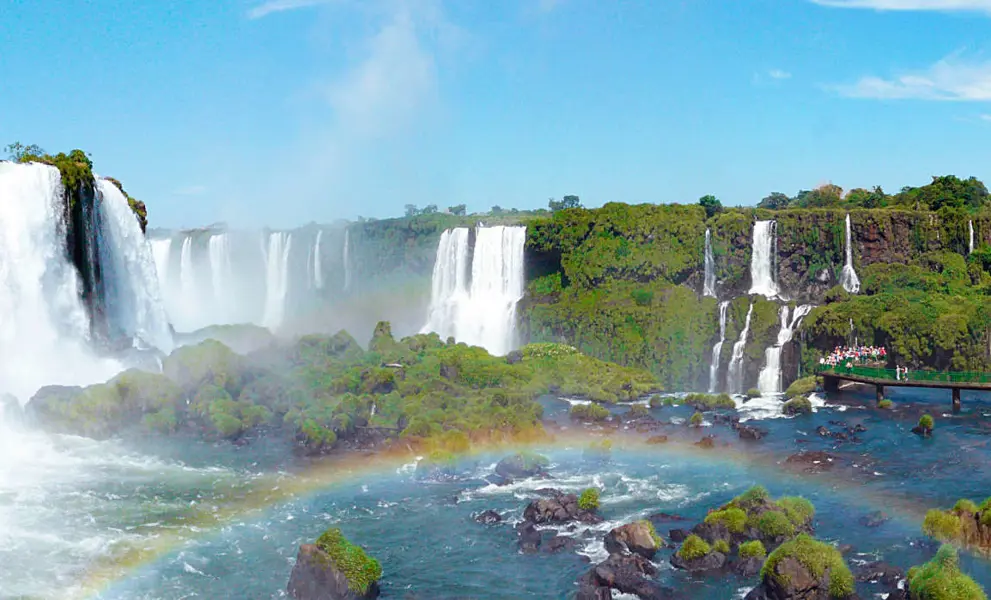 Panoramic view of Iguazu Falls in Argentina and Brazil