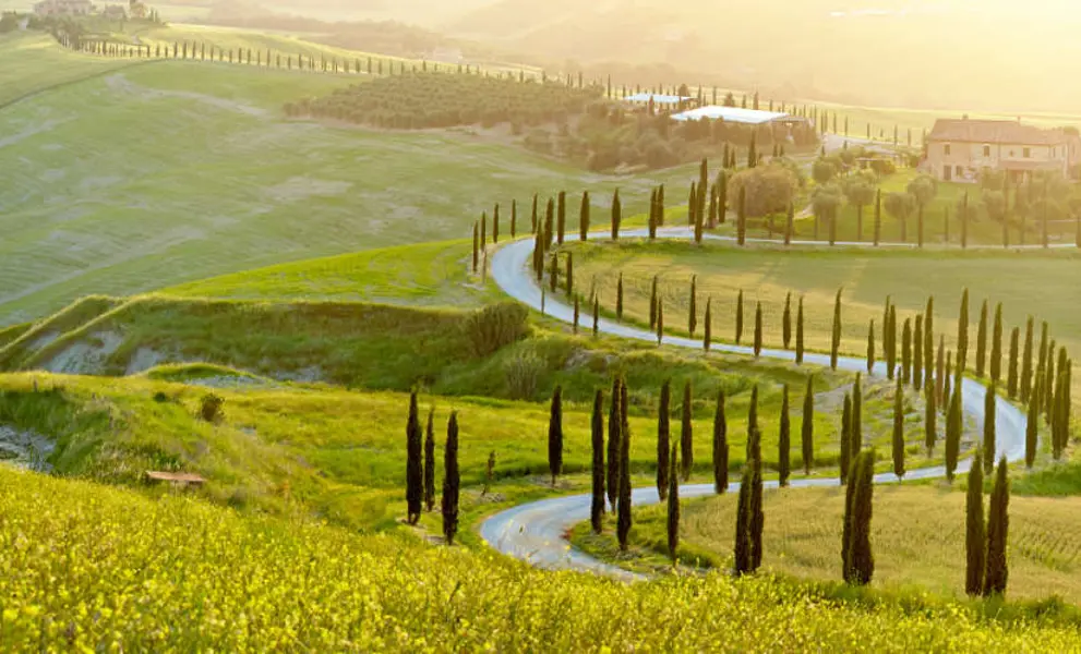 Sunny fields in Tuscany, Italy
