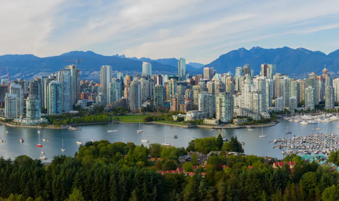 An aerial view of Vancouver - Canada tours